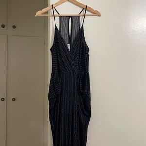 Black BCBG Jumpsuit w Draped Pockets